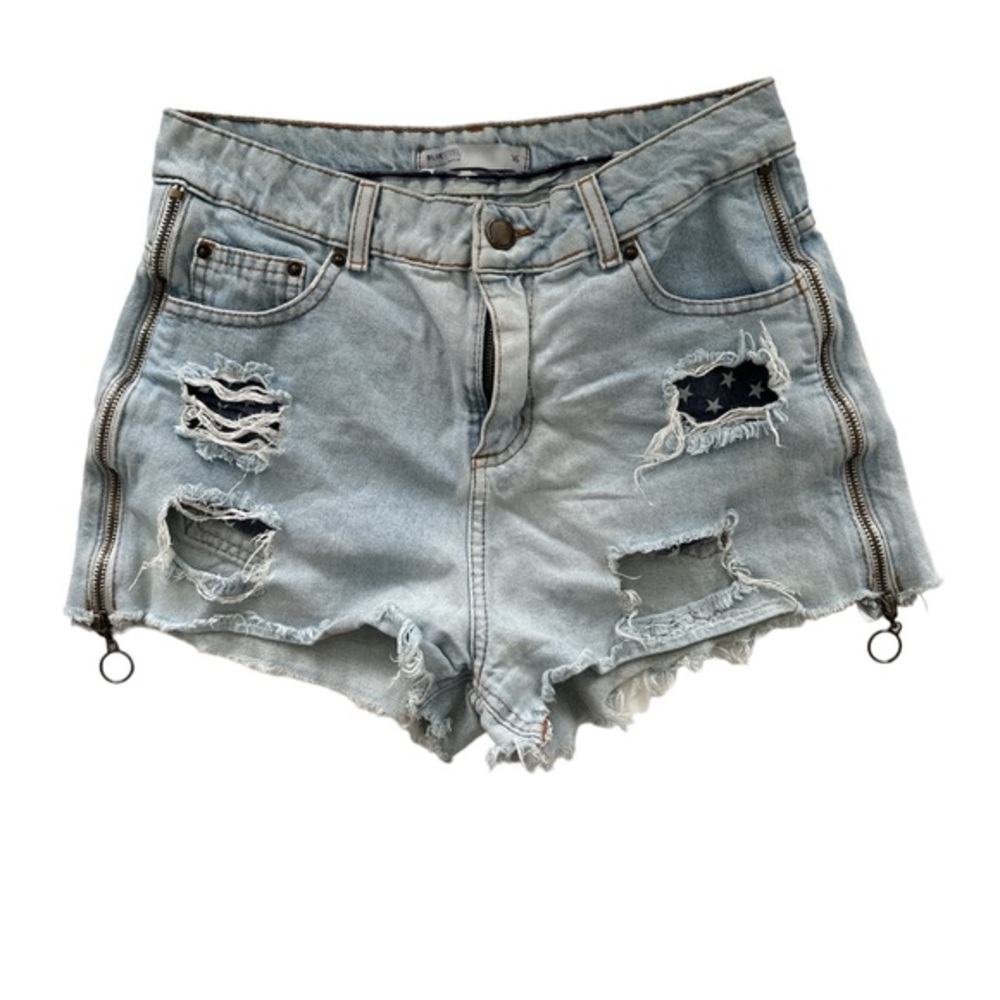 Blue Steel Denim Jeans size EU36 light wash Distressed and zipper details‎